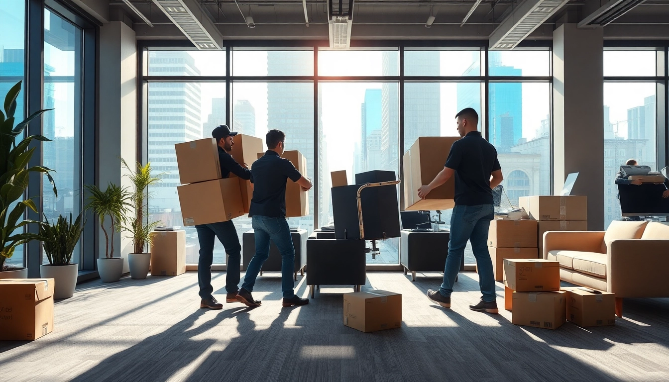 Efficient Office Moving Services NYC with professional movers relocating office equipment and furniture