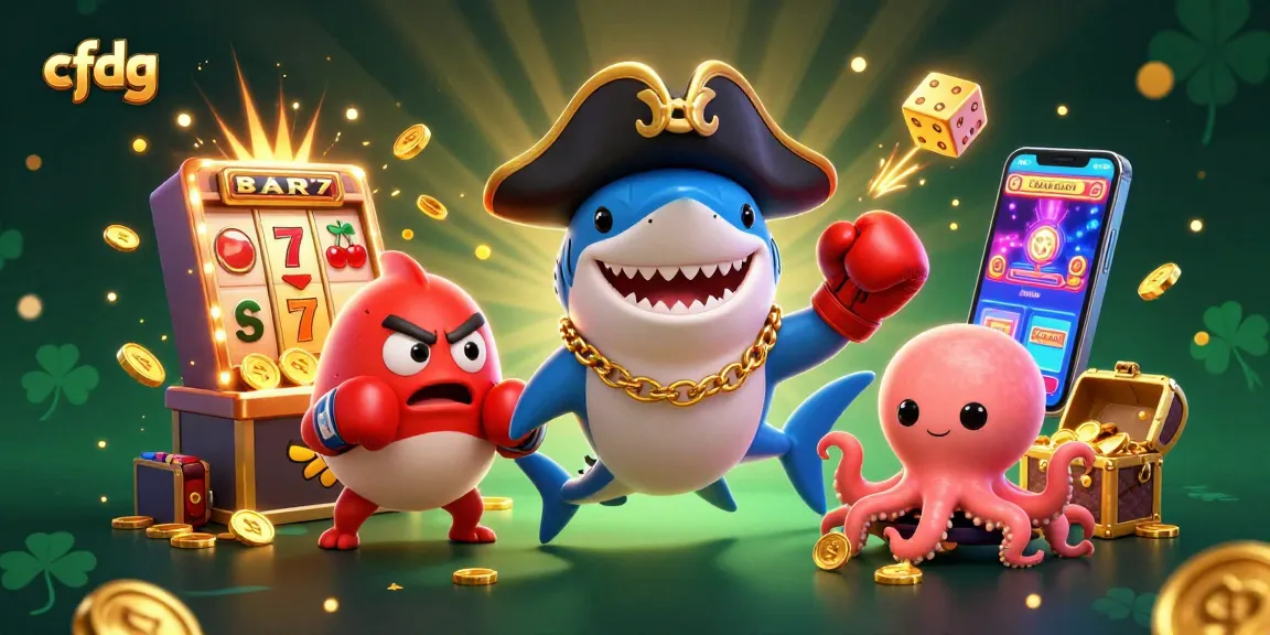 Experience thrilling casino action with cfdg's vibrant 3D illustration featuring a pirate shark and rich gaming elements.