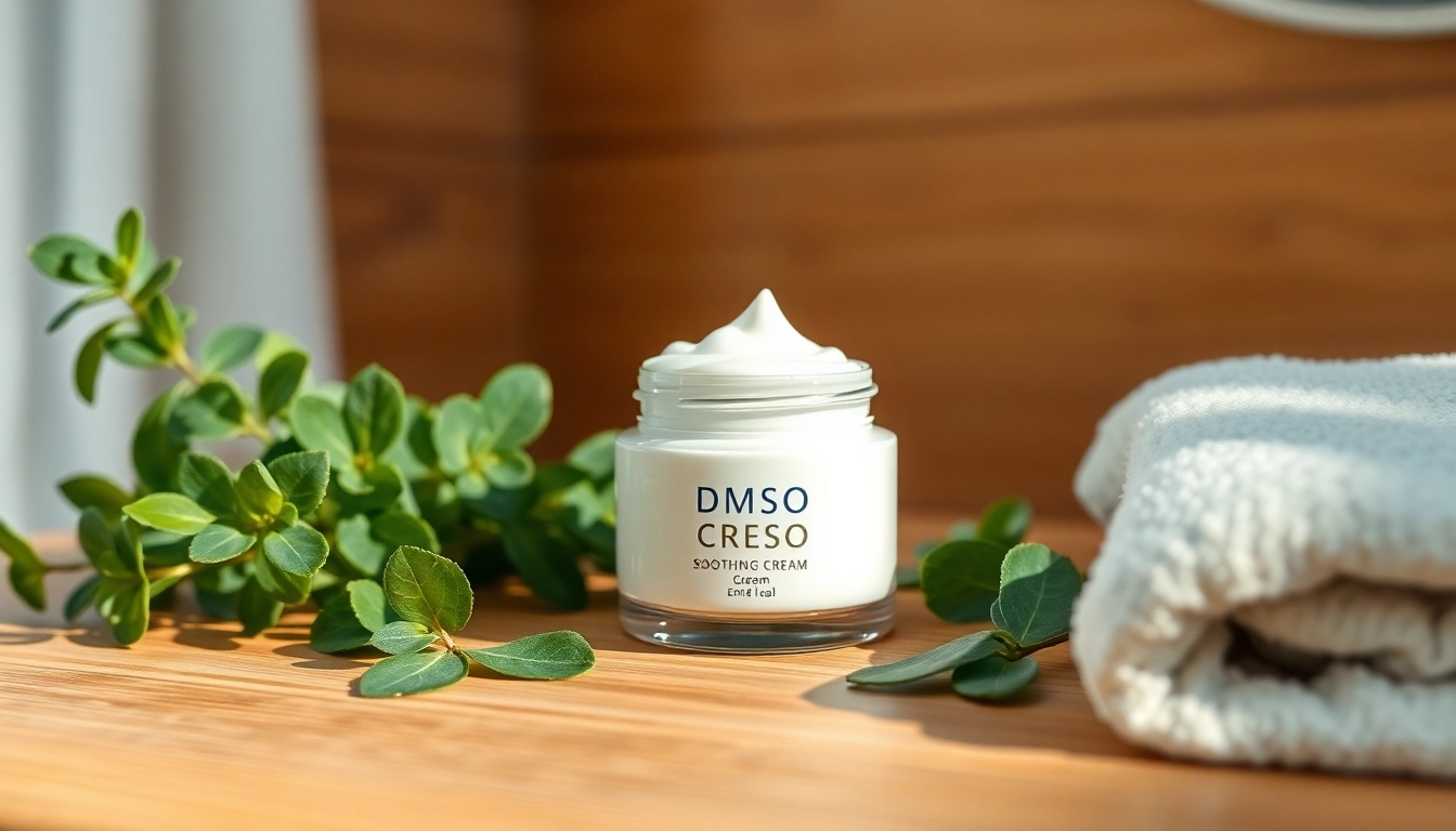 Pamper your skin with dmso cream displayed on a serene bathroom countertop.