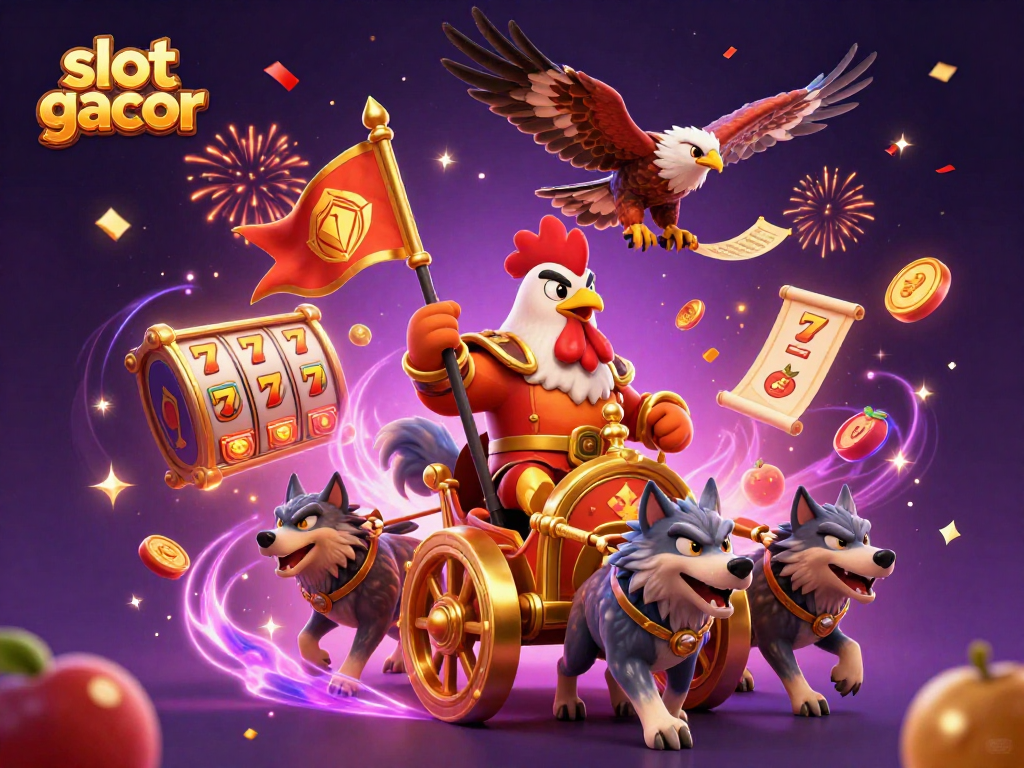 Memenangkan slot gacor dengan mesin slot berwarna dan simbol buah yang melambangkan keberuntungan.