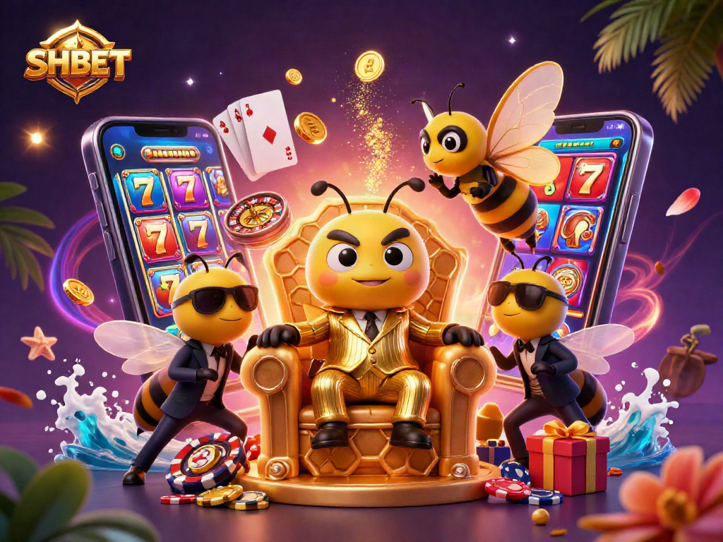 Experience thrilling gameplay with SHBET, featuring a vibrant 3D casino scene full of dynamic elements.