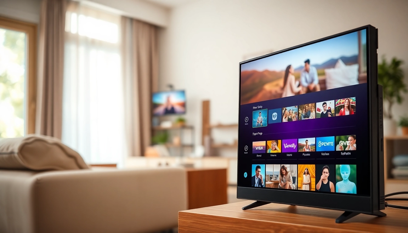 Experience FREE IPTV Trial service in a modern living room with engaging streaming options.