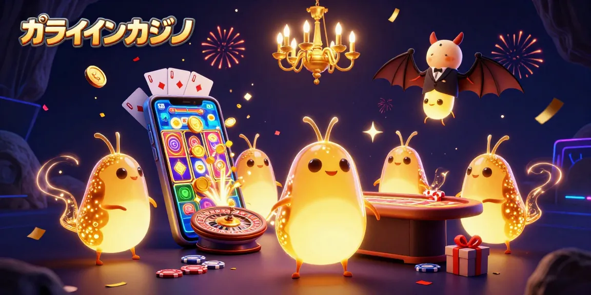 オンラインカジノで色とりどりのスロットゲームを楽しむ、発光するホタルたちが演出する素敵なシーン
