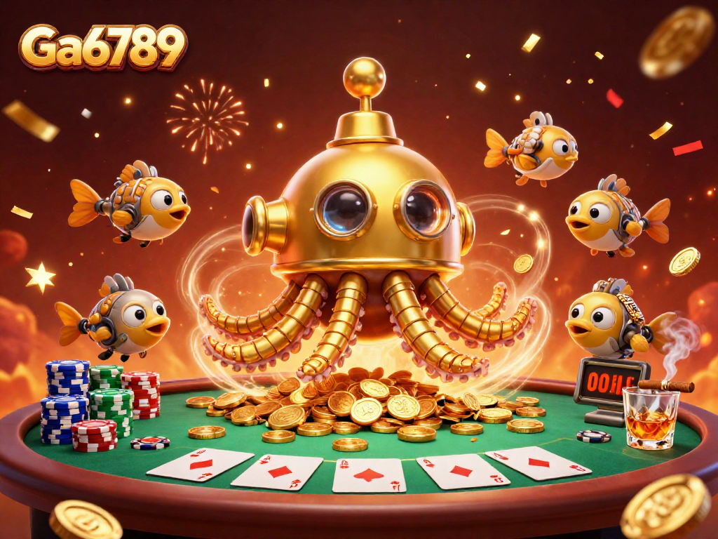 Engage in thrilling gameplay with Ga6789 at the heart of a vivid, animated casino scene.