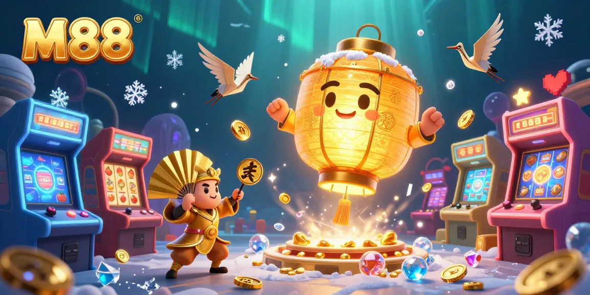 M88 offers thrilling gaming experiences with vibrant slots and rich gaming characters in a dynamic casino scene.