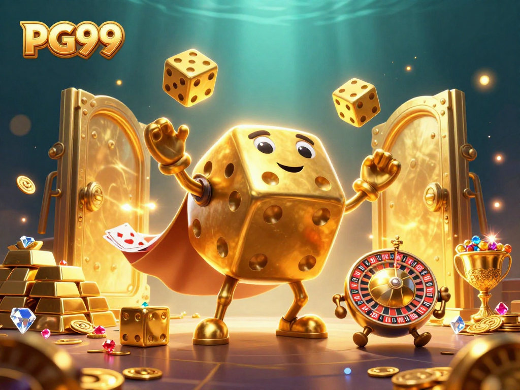 Engage with the thrilling experience at PG99 with golden dice and casino treasures.