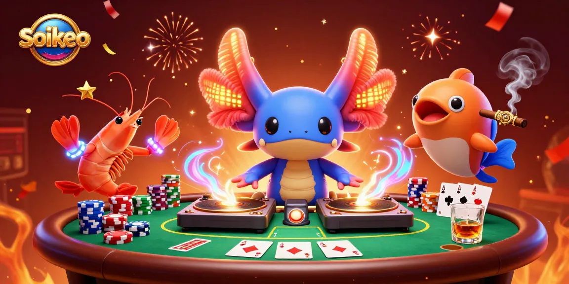 Experience live betting excitement with soikeo, where colorful characters come alive in a casino-themed illustration.