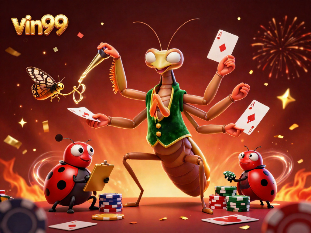 Join vin99 for an exciting card game experience with animated characters and casino elements.