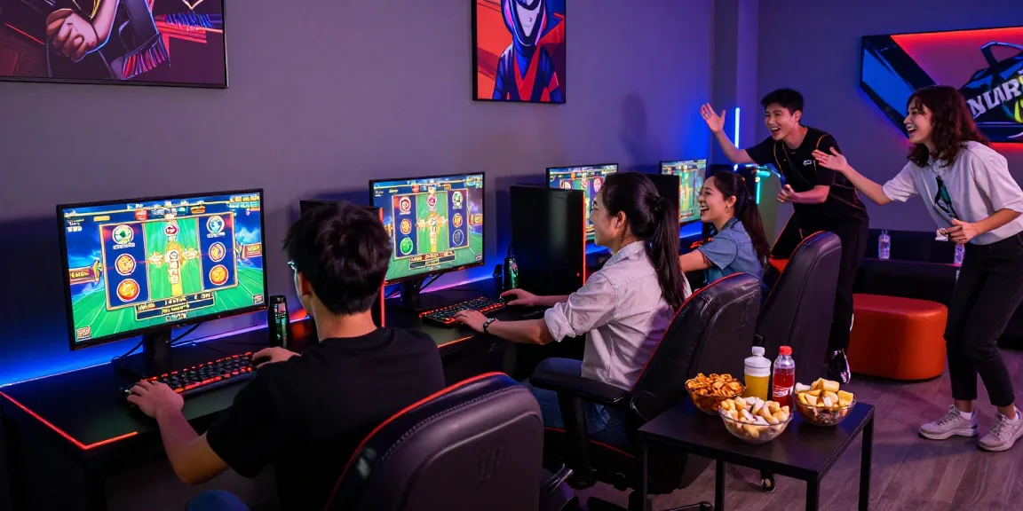 Exciting online gaming session showcasing situs gacor as friends engage with dynamic slot machines