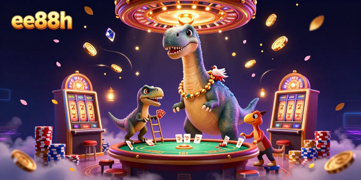 Engage with exciting gameplay featuring ee88h's vibrant casino scene with a giant brontosaurus and dynamic game elements.