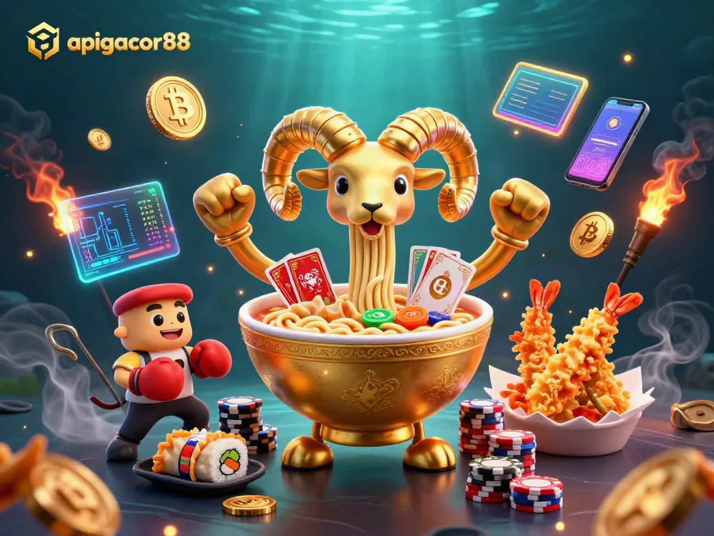 Engaging scene with apigacor88 illustrating a vibrant casino atmosphere combined with cryptocurrency elements.