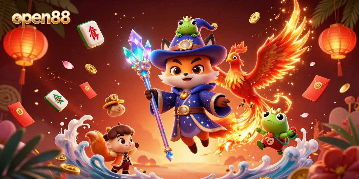 Join the excitement at open88 with a vibrant casino scene showcasing mystical characters and engaging game elements.