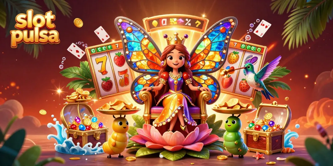 Experience the excitement of slot pulsa with a vivid illustration featuring vibrant games and characters.