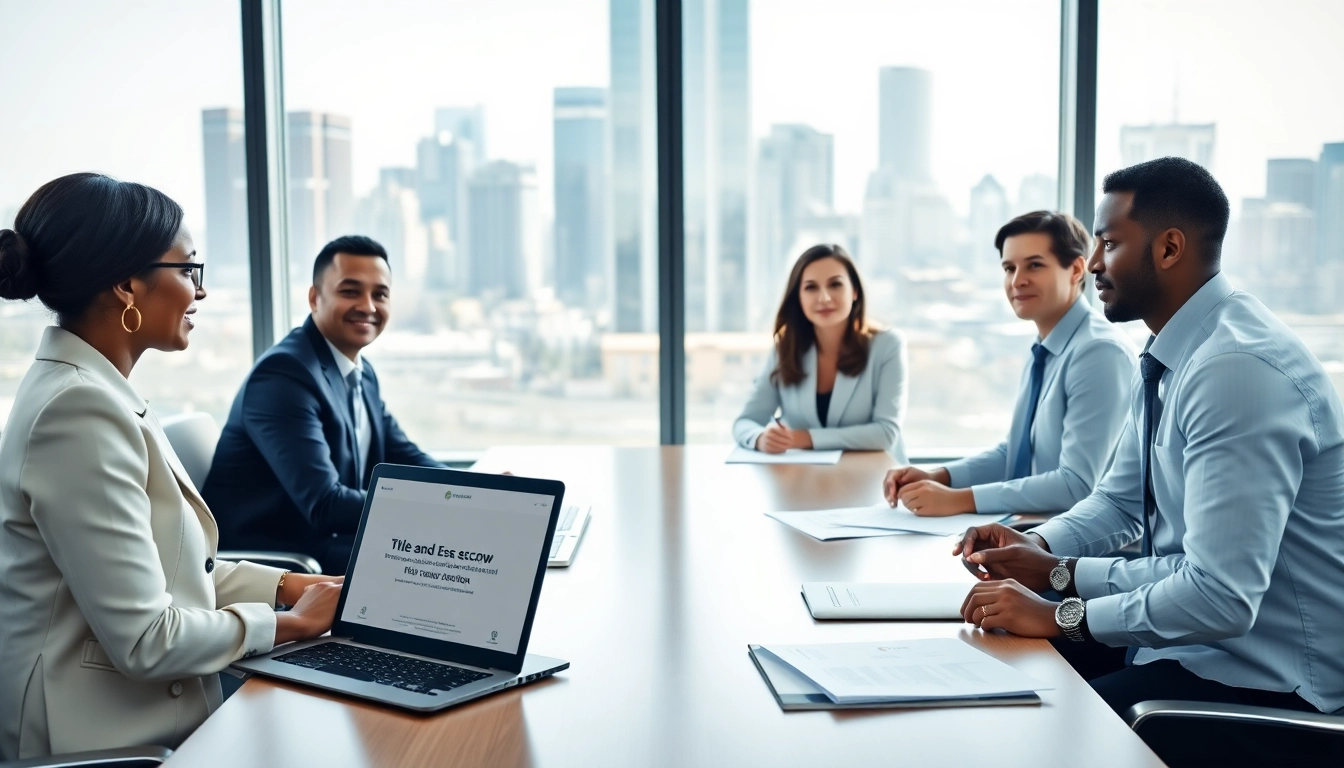 Engaging discussion on Multi-state title and escrow services in a professional office setting.