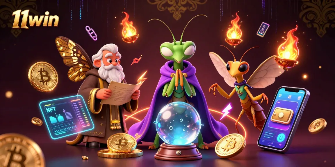 Engage in thrilling gaming at 11win, with a mystical fortune teller and crypto elements.