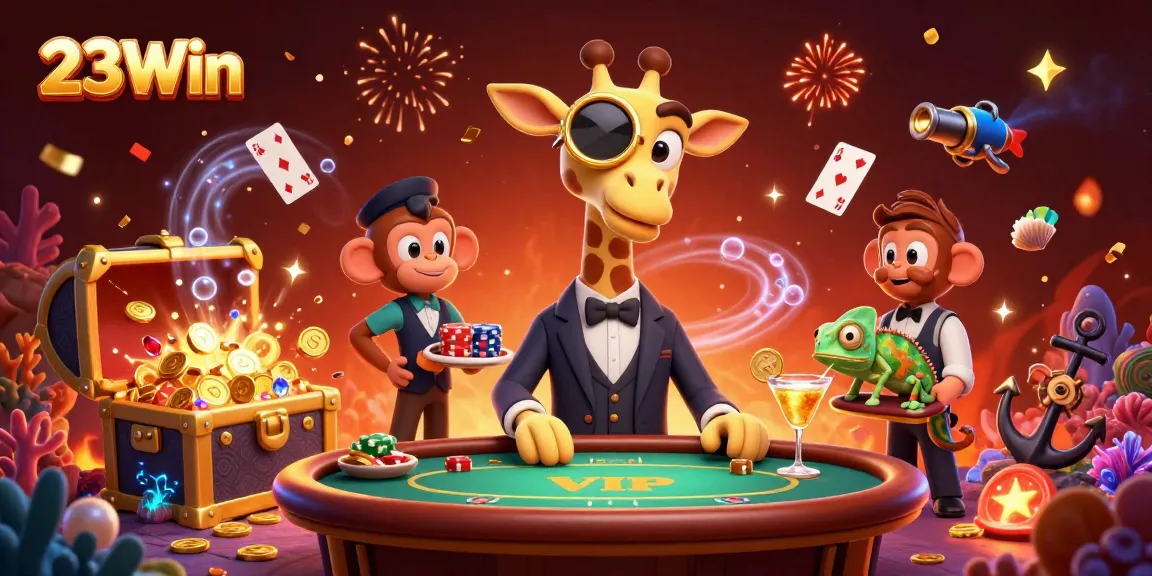 Experience thrilling gaming at 23Win with vibrant characters and action-packed casino elements.