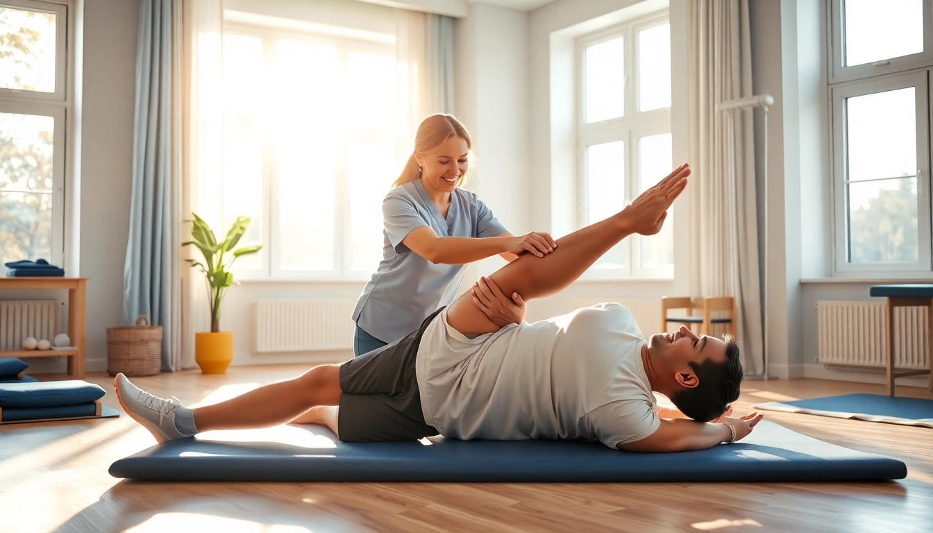 Client receiving physiotherapy edmonton in a modern therapy clinic setting.