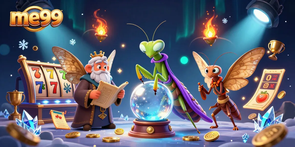 Experience thrilling slots with me99's vibrant characters and magical gameplay elements in action