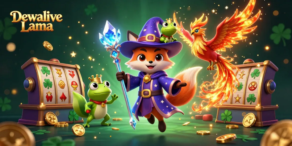 Experience the excitement of winning big with Dewalive Lama's vibrant casino scene featuring animated characters.