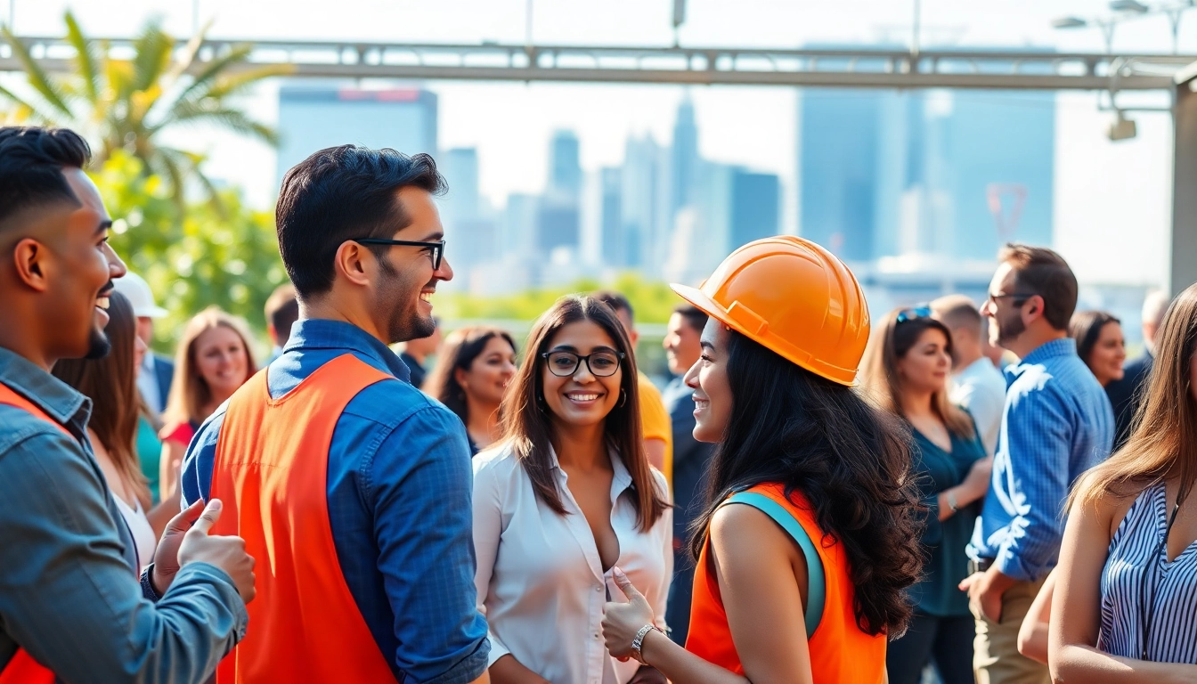 Engaging scene at a construction trade association los angeles networking event featuring diverse professionals.