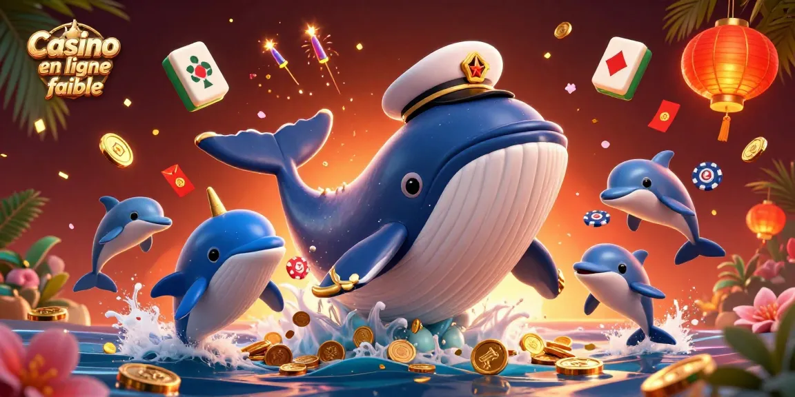 Play thrilling games at Casino en ligne fiable with a vibrant whale and playful dolphins.