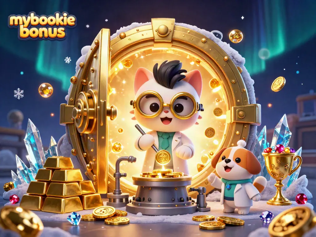 Experience the excitement of the mybookie bonus with 3D characters in a dynamic casino scene.