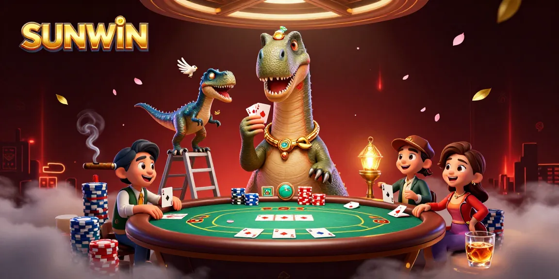 SUNWIN draws players into epic card battles with whimsical characters in a dazzling casino setting.