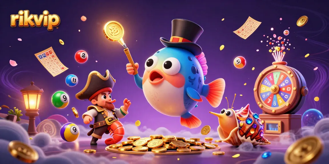 rikvip showcases an exciting lottery scene with vibrant characters and dynamic game elements.