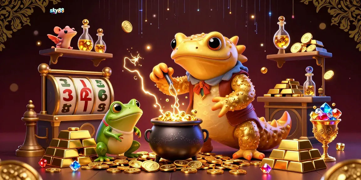 Engage with the thrilling sky88 casino experience showcasing a vibrant scene filled with gold coins and slot reels.