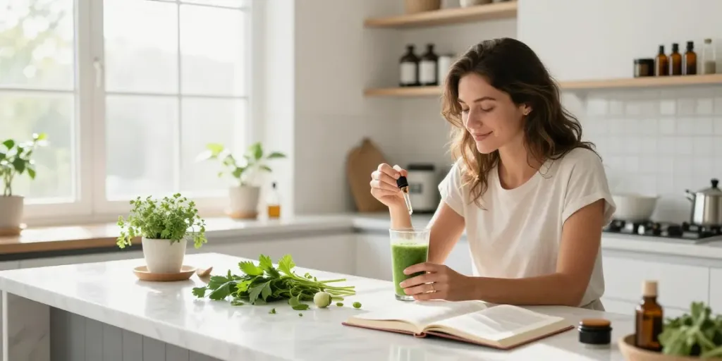 sg lana vape products integrated into wellness routine with CBD oil, natural herbs, and refreshing smoothie