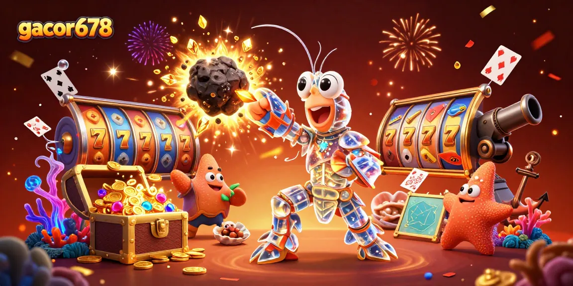 Join the action with gacor678's vibrant casino adventure featuring dazzling slot reels and treasures.