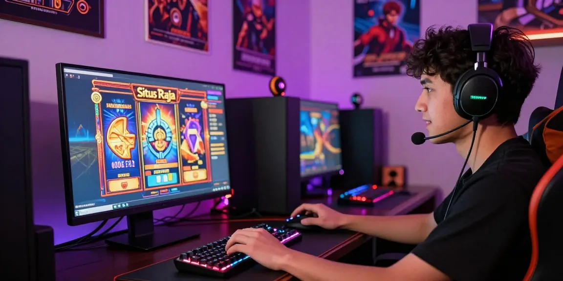 Exciting gameplay at Situs Raja with a player enjoying the latest slot machines.