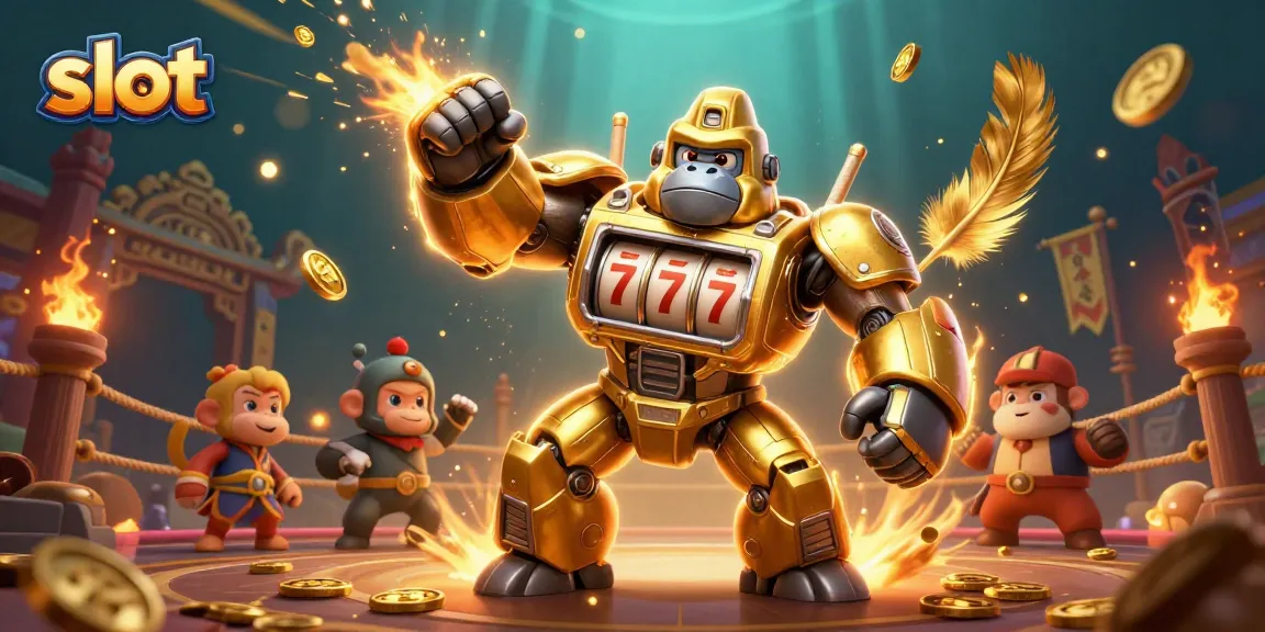 Experience the thrill of slot action in a vibrant gorilla mech casino scene.