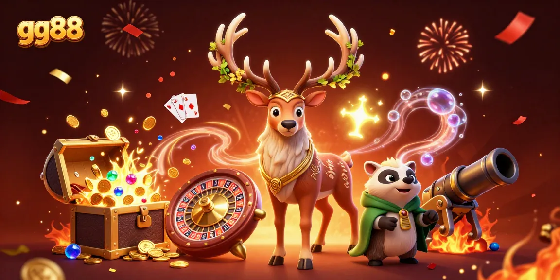 Experience excitement at gg88 with a 3D illustration of a magical casino atmosphere featuring vibrant characters and dynamic elements.