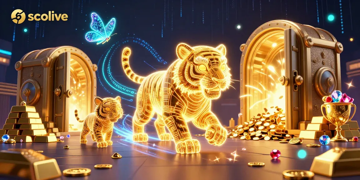 Experience vibrant socolive action in a dynamic digital casino landscape featuring a glowing golden tiger.