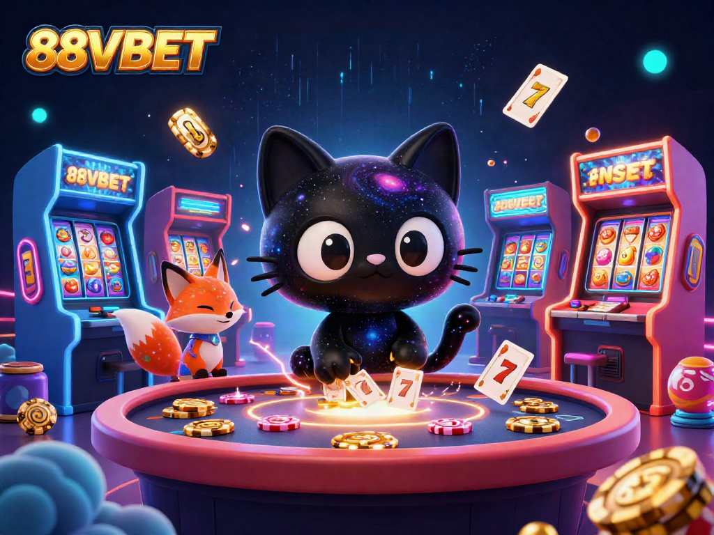 Spin to win with 88VBET's cosmic casino featuring a black hole cat and nebula fox!