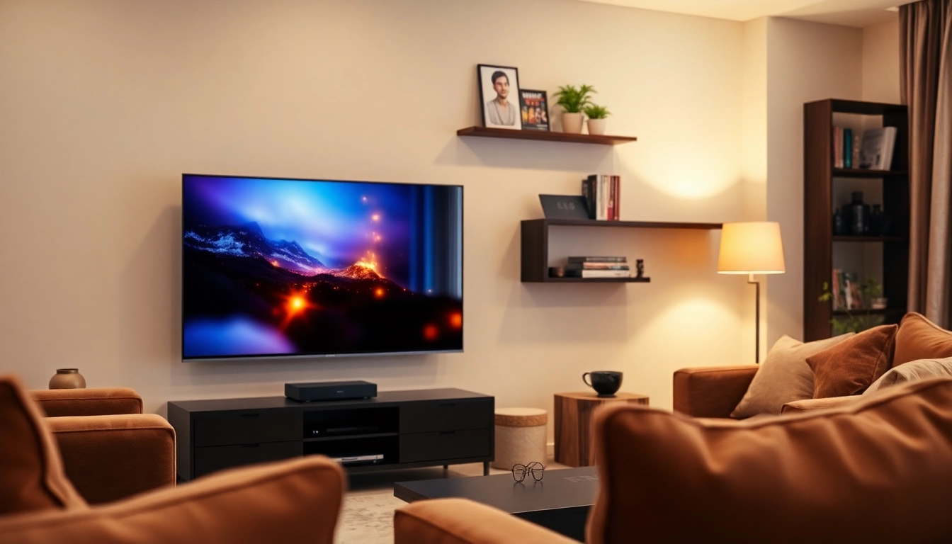 Experience IPTV Sweden streaming in a cozy living room with vibrant visuals and warm ambiance.