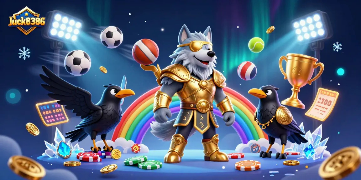 Experience thrilling gameplay with luck8386 in this vibrant Norse mythology-inspired casino scene.