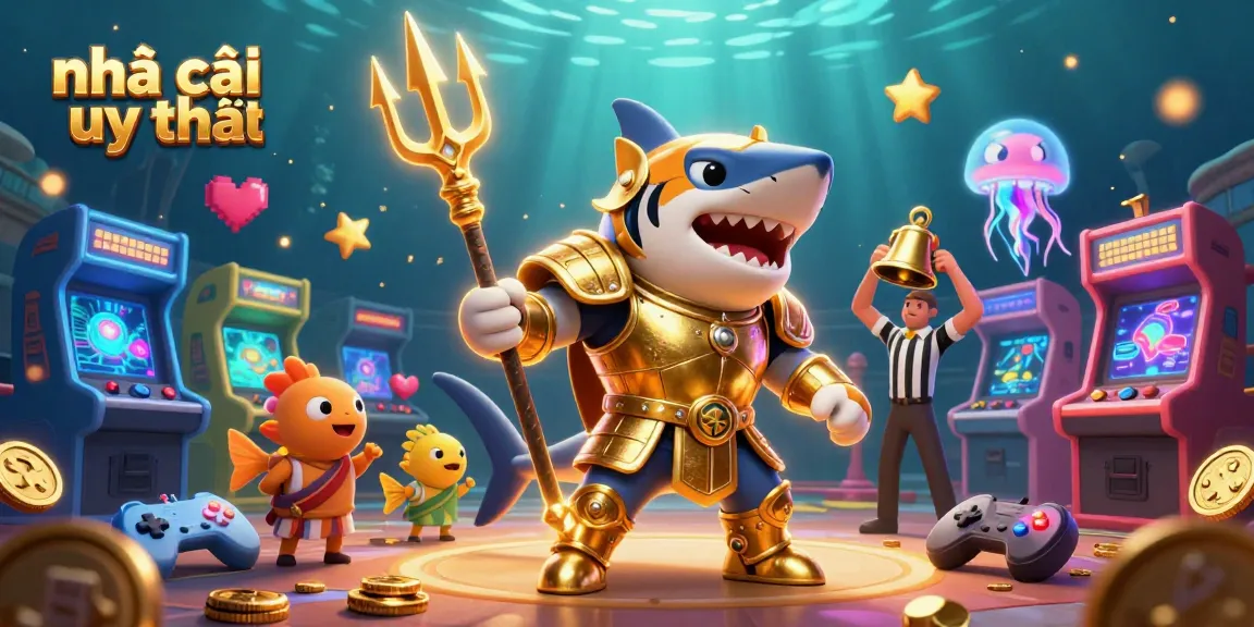 Engaging visual of nhà cái uy tín in an underwater colosseum with vibrant gaming elements.