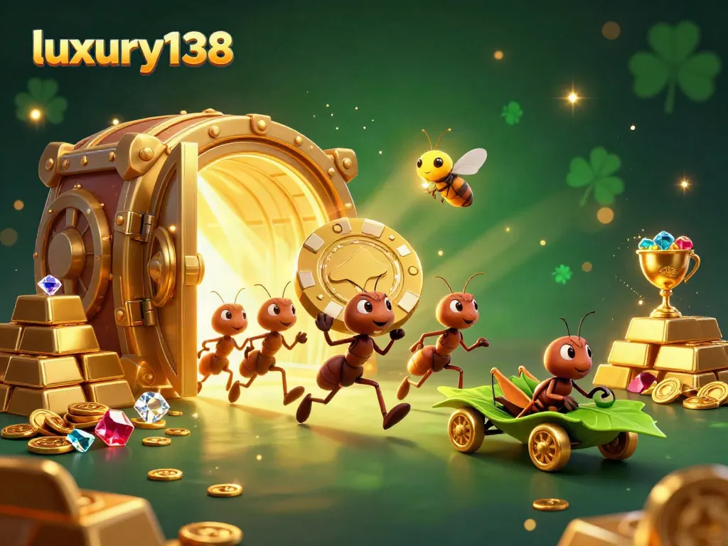 Experience the excitement of luxury138 as ants seize a massive poker chip, igniting a thrilling casino heist adventure.