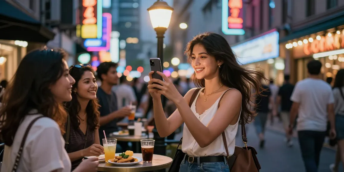 Gái gọi trong khung cảnh đường phố sôi động với ánh đèn neon rực rỡ