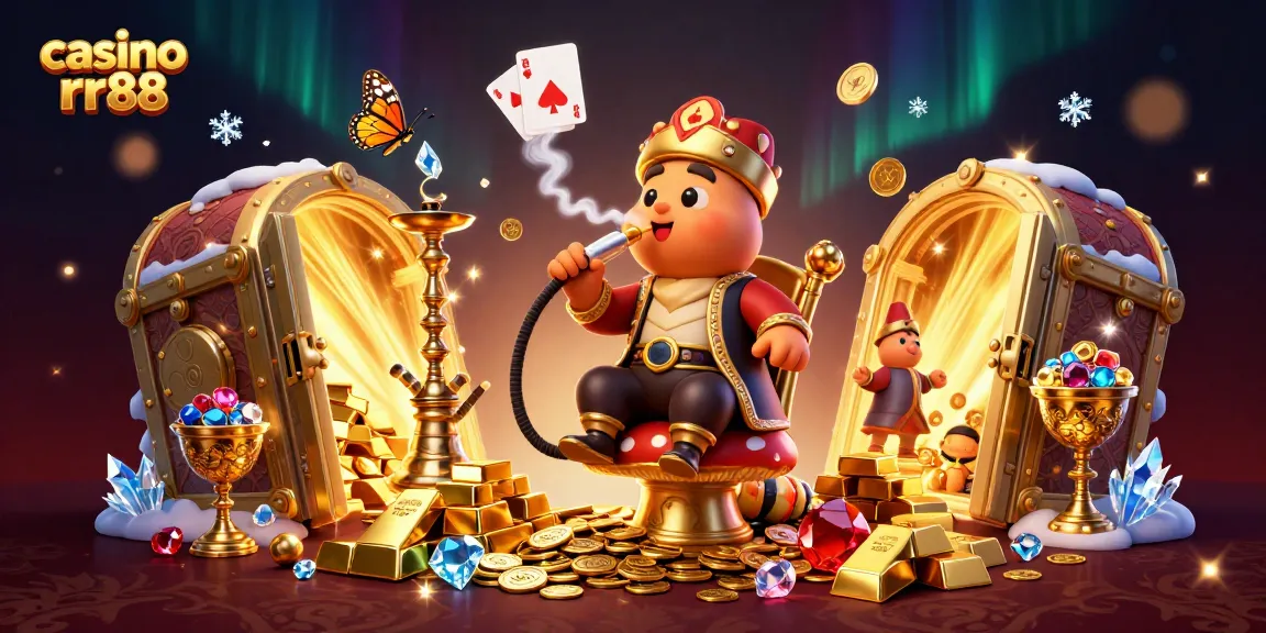 Experience the excitement of casino rr88 with a captivating 3D scene blending gaming elements and vibrant treasures.