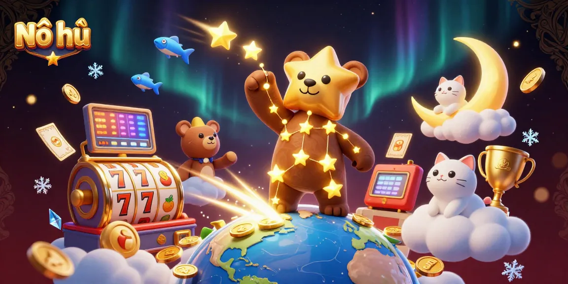 Nổ hũ slot game scene with a constellation bear and rich casino elements for players.
