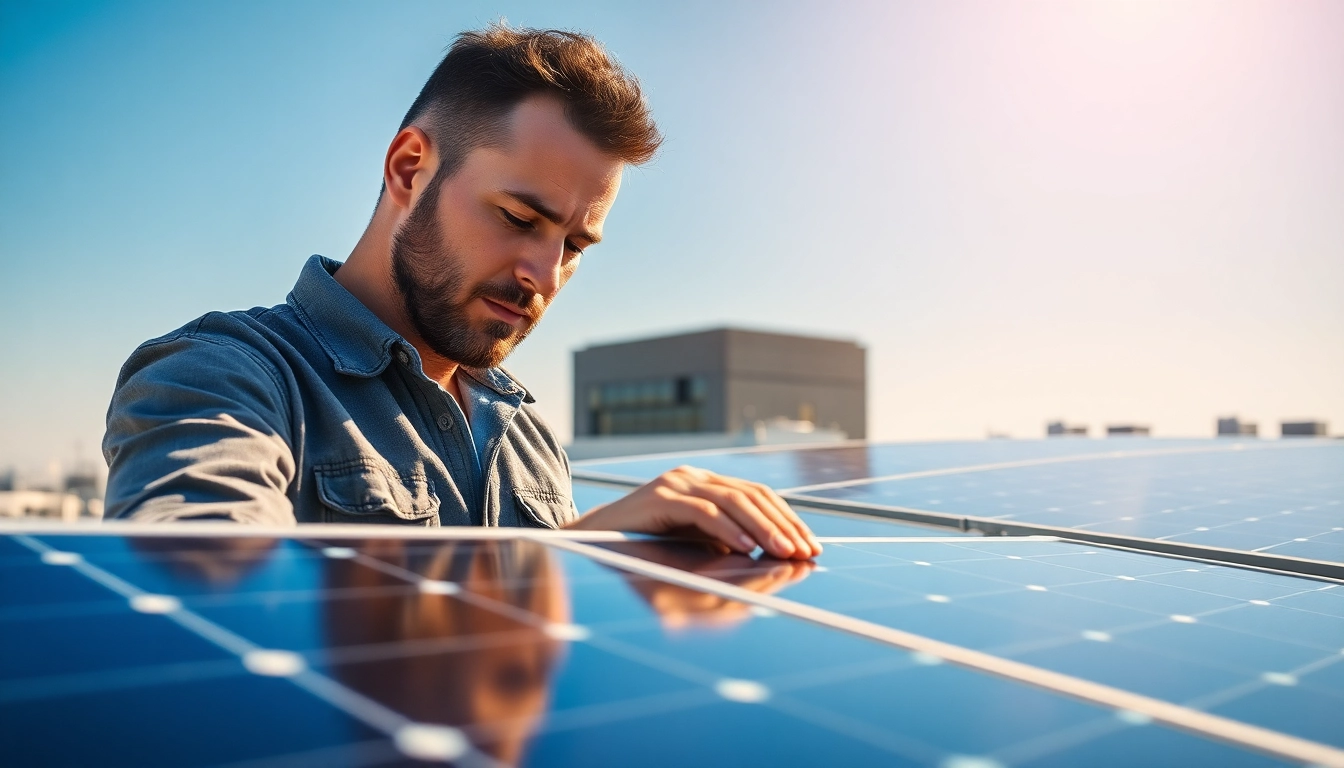 Expert technician performing solar maintenance New Jersey, ensuring optimal performance of solar panels.