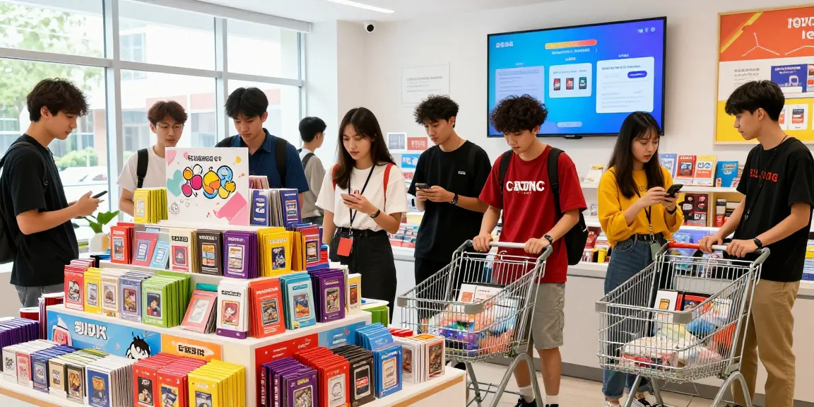 オリパ 通販 おすすめの人気商品を眺めるお客様たちの楽しげなショッピングシーン