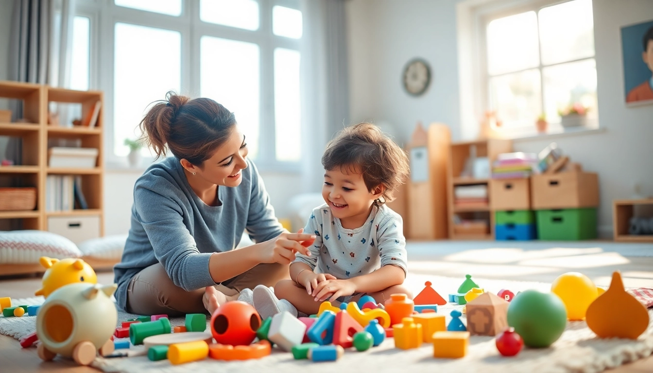 Engaging autism therapy session showcasing a therapist and a child focused on play therapy.