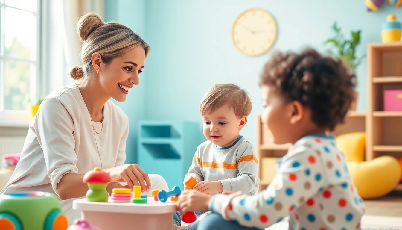 Therapist conducting autism therapy session with a child using engaging visual aids.