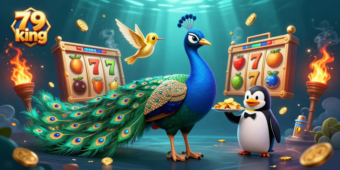 Experience the thrill of 79 king with a vibrant 3D illustration of casino elements and characters.
