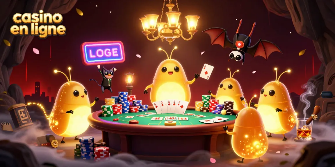 Table de poker illuminée dans un casino en ligne, ambiance nocturne avec soucis d'authenticité.