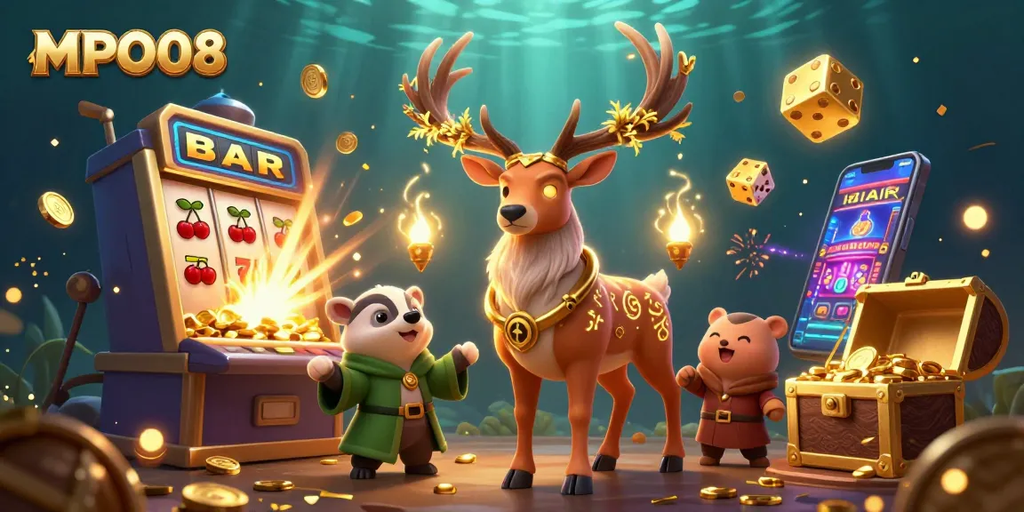 MPO08 ignites excitement with a druid stag and badger amidst a jackpot explosion and vibrant game elements